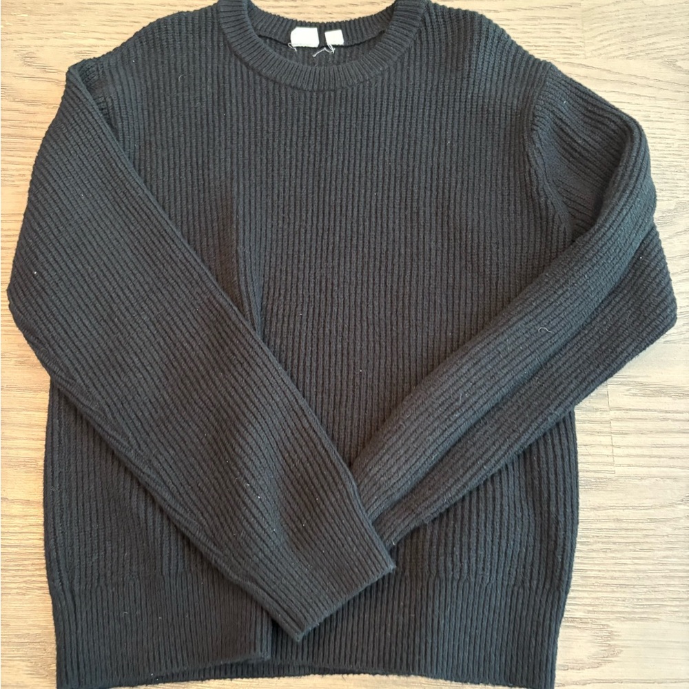 Kids GAP Black Ribbed Crew Neck Sweater